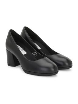 Delize - Womens Black Solid Heeled Back Pumps