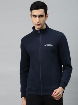 Alcis - Men Navy Blue Solid Front-open Jacket