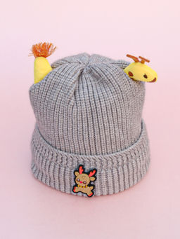 DukieKooky - Grey Giraffe Decorative Plush Winter Knit Beanie (2-4 Years)