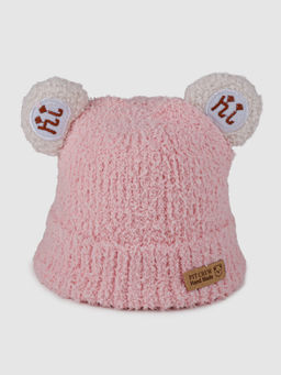 DukieKooky - Pink & White pit Crew Winter Beanie Cap (2-4 Years)