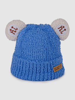 DukieKooky - Blue & White pit Crew Winter Beanie Cap (2-4 Years)