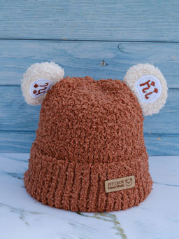 DukieKooky - Dark Brown pit Crew Winter Beanie Cap (2-4 Years)