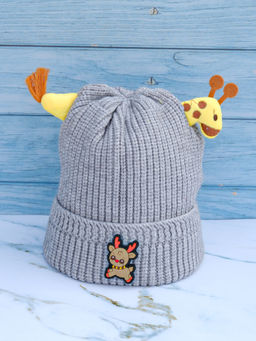 DukieKooky - Grey Giraffe Winter Beanie Cap (2-4 Years)