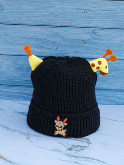 DukieKooky - Black Giraffe Winter Beanie Cap (2-4 Years)