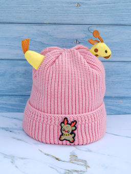 DukieKooky - Pink Giraffe Winter Beanie Cap (2-4 Years)