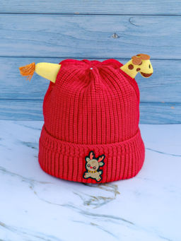 DukieKooky - Red Giraffe Winter Beanie Cap (2-4 Years)