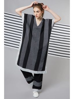 Wendell Rodricks - Black Striped Kaftan (Set of 3)