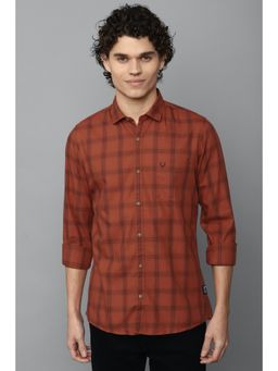 Allen Solly - Men Red Custom Fit Check Full Sleeves Casual Shirt