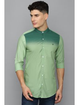 Allen Solly - Men Green Custom Fit Colorblock Full Sleeves Casual Shirt