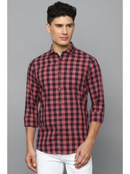Allen Solly - Men Pink Custom Fit Check Full Sleeves Casual Shirt
