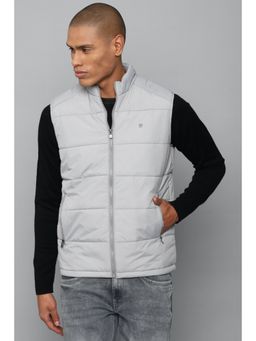 Allen Solly - Men Grey Textured Sleeveless Casual Jacket