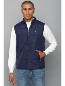 Allen Solly - Men Navy Solid Sleeveless Casual Jacket