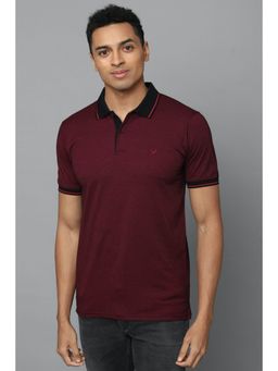 Allen Solly - Men Maroon Solid Collar Neck T-Shirt