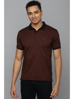 Allen Solly - Men Brown Solid Collar Neck T-Shirt