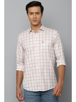 Allen Solly - Men Cream Slim Fit Check Full Sleeves Casual Shirt