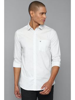 Allen Solly - Men White Slim Fit Print Full Sleeves Casual Shirt