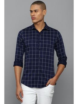 Allen Solly - Men Navy Slim Fit Check Full Sleeves Casual Shirt