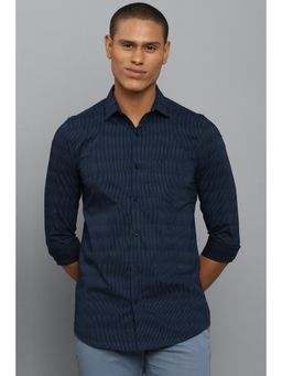 Allen Solly - Men Navy Slim Fit Stripe Full Sleeves Casual Shirt