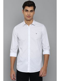 Allen Solly - Men White Slim Fit Print Full Sleeves Casual Shirt