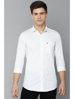 Allen Solly - Men White Slim Fit Textured Full Sleeves Casual Shirt