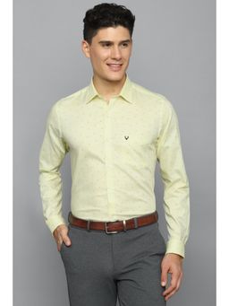 Allen Solly - Men Yellow Slim Fit Print Full Sleeves Formal Shirt
