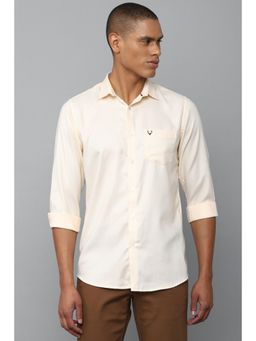 Allen Solly - Men Cream Slim Fit Solid Full Sleeves Casual Shirt