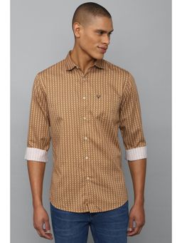 Allen Solly - Men Brown Slim Fit Print Full Sleeves Casual Shirt