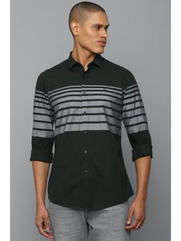 Allen Solly - Men Green Slim Fit Stripe Full Sleeves Casual Shirt
