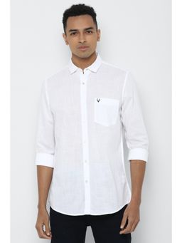 Allen Solly - Men White Slim Fit Textured Full Sleeves Casual Shirt