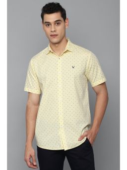 Allen Solly - Men Yellow Slim Fit Print Half Sleeves Casual Shirt