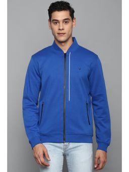 Allen Solly - Men Blue Stylized Neck Full Sleeves Casual Sweatshirt