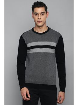Allen Solly - Men Black Colorblock Crew Neck Full Sleeves Sweater