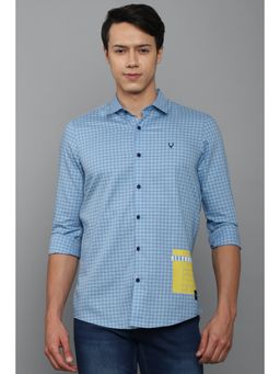 Allen Solly - Men Blue Custom Fit Check Full Sleeves Casual Shirt