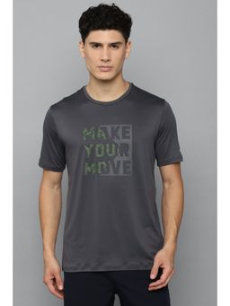 Louis Philippe - Men Grey Graphic Print Crew Neck T-Shirt