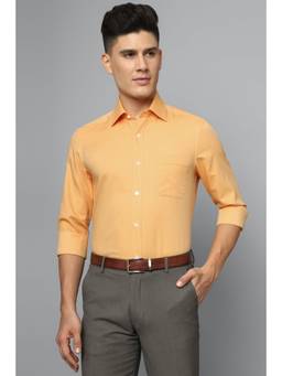 Louis Philippe - Men Orange Classic Fit Solid Full Sleeves Formal Shirt
