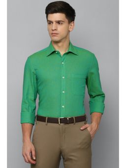 Louis Philippe - Men Green Classic Fit Solid Full Sleeves Formal Shirt