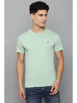 Louis Philippe - Men Green Solid Crew Neck T-Shirt