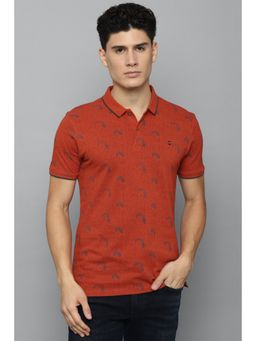 Louis Philippe - Men Red Print Collar Neck T-Shirt