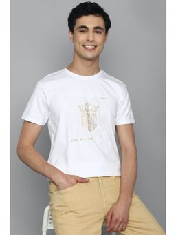Louis Philippe - Men White Graphic Print Crew Neck T-Shirt