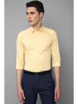 Louis Philippe - Men Yellow Super Slim Fit Solid Full Sleeves Casual Shirt