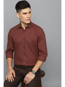 Louis Philippe - Men Maroon Slim Fit Check Full Sleeves Casual Shirt