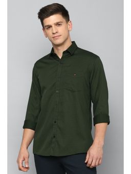 Louis Philippe - Men Green Slim Fit Print Full Sleeves Casual Shirt