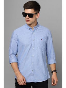 Louis Philippe - Men Blue Slim Fit Solid Full Sleeves Casual Shirt