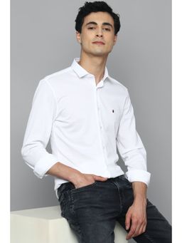 Louis Philippe - Men White Super Slim Fit Solid Full Sleeves Casual Shirt