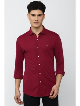 Peter England - Men Maroon Athletic Fit Casual Shirt