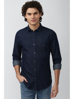 Peter England - Men Navy Super Slim Fit Casual Shirt