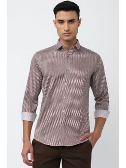 Van Heusen - Men Brown Slim Fit Print Full Sleeves Casual Shirt