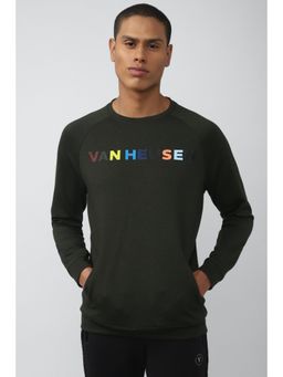 Van Heusen - Men Green Graphic Print Crew Neck Sweatshirt