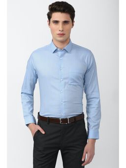 Van Heusen - Men Blue Slim Fit Solid Full Sleeves Formal Shirt