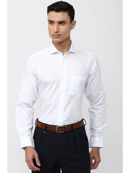 Van Heusen - Men White Regular Fit Solid Full Sleeves Formal Shirt